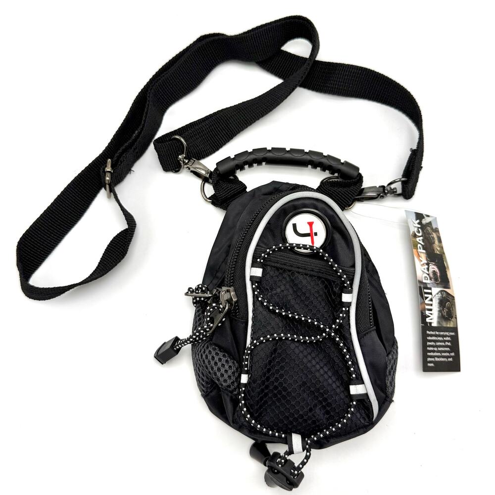Mini Day Pack Small Black Crossbody Belt Bag Pouch Golf Travel Hiking Short Par4